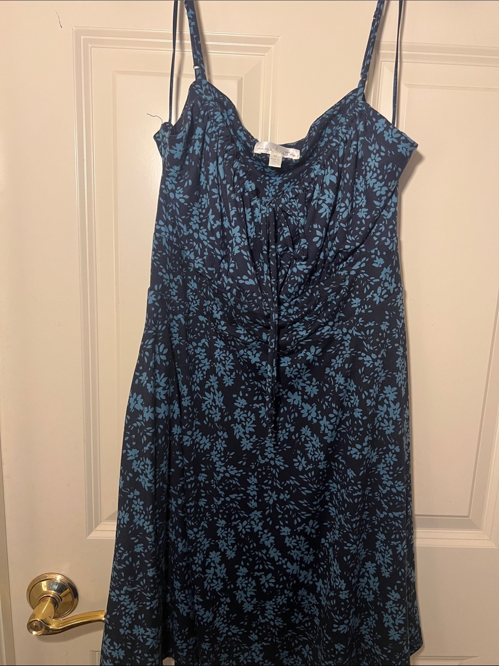 nine britton Navy Slip Midi Dress with Teal Floral Print